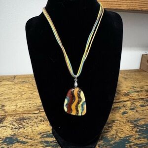 Multicolor Glass Pendant Necklace